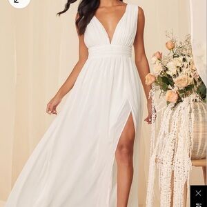 Lulus heavenly hues white maxi dress